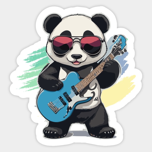 Panda Play Guitar Sticker by ReaBelle